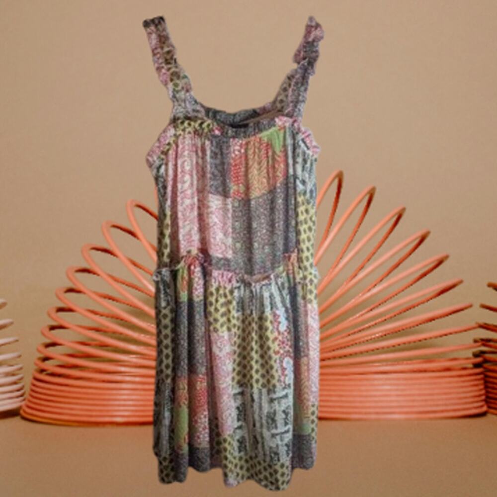 Aakaa Large Sleeveless Lined Patchwork Flowy Woma… - image 1